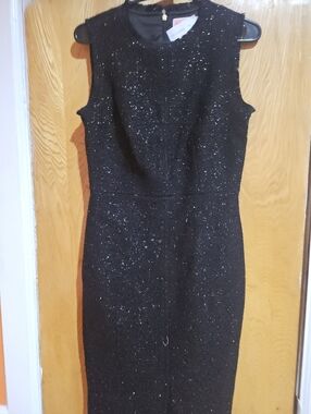 Kate Spade Elegant Black Sparkle Sleeveless Sheath Dress